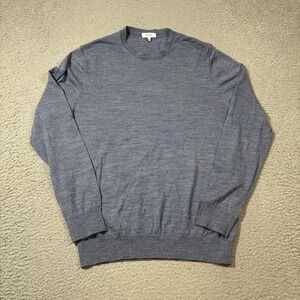 Reiss Men's XL Blue Sweater Merino Wool Crew Neck Preppy Business Casual Luxury